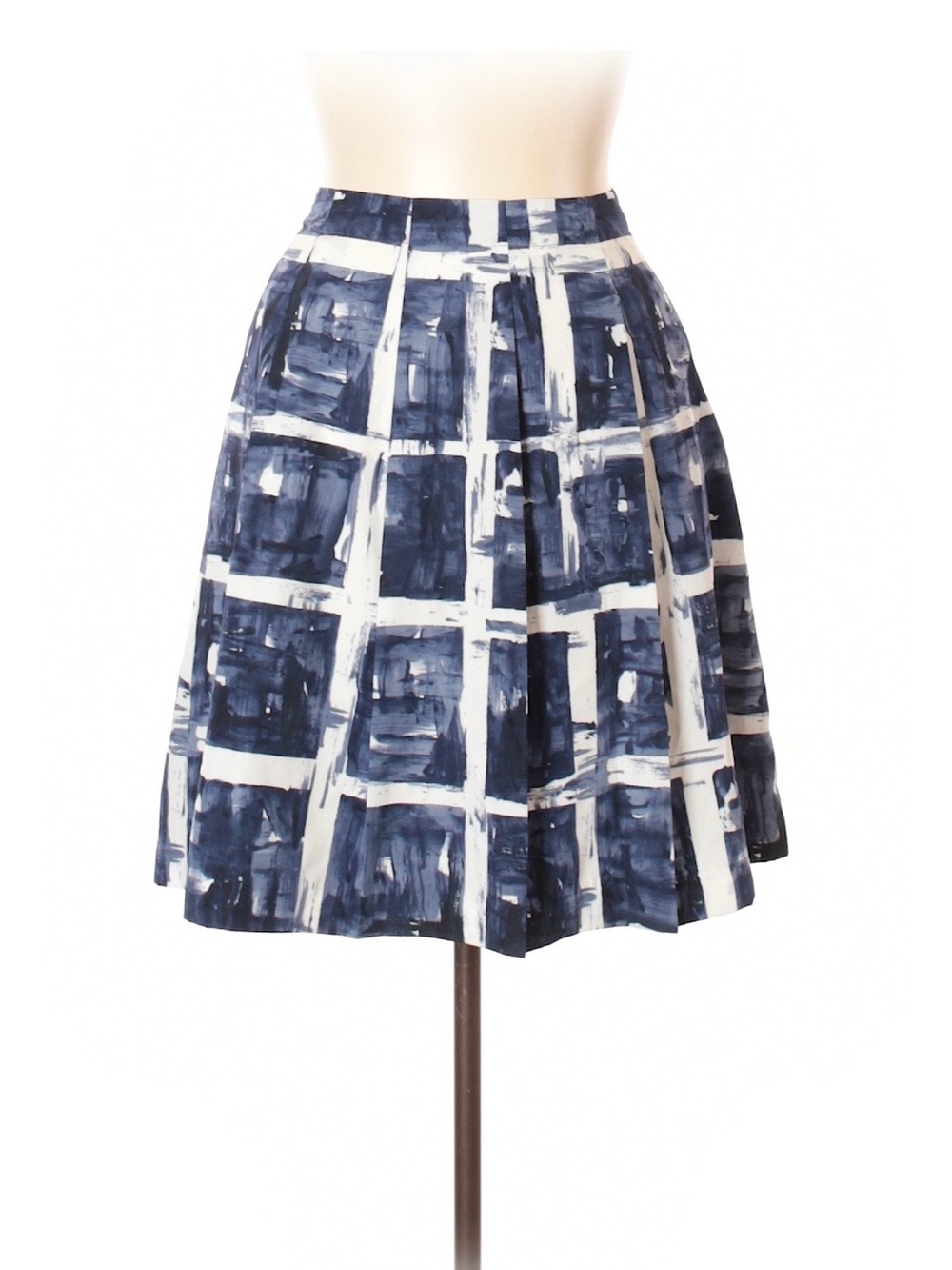🌿 Simply Vera Vera Wang Blue & White Painted Grid Pleated Skirt - XL